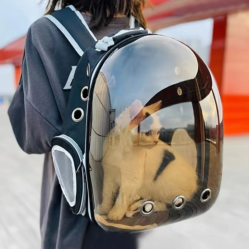 Breathable Transparent Pet Carrier Backpack with Harness for Cats & Small Dogs – Travel-Friendly & Ventilated Design