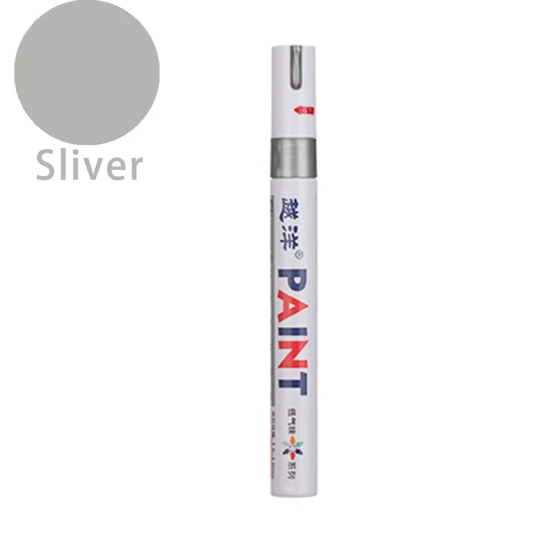 Car Paint Scratches Repair Brush Pen Waterproof Water Paint Marker Pen Car Tire Tread Care Automotive Black White Red Silver