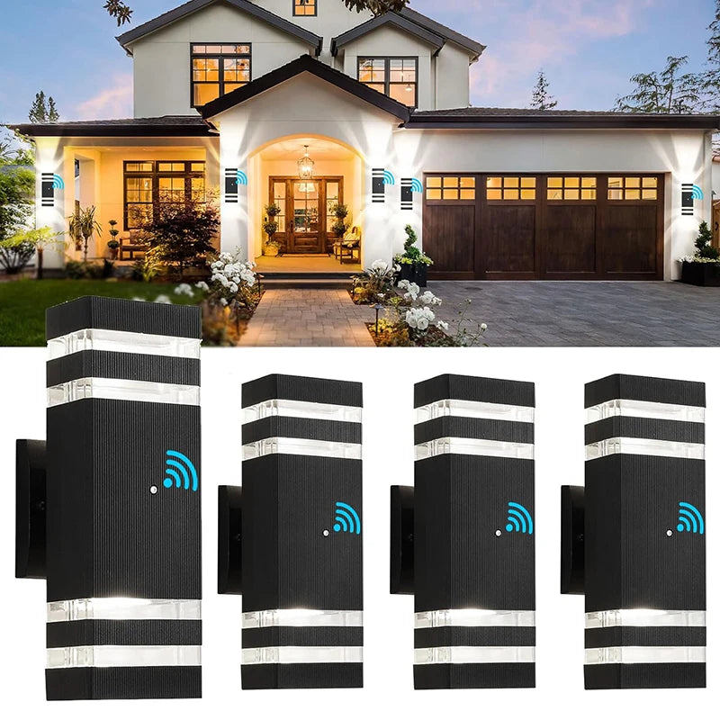 2/4Pcs Smart Outdoor Wall Light Waterproof LED Wall Lamps Sensing Porch Lights Exterior Sconce Lamps For Balcony Garden Backyard