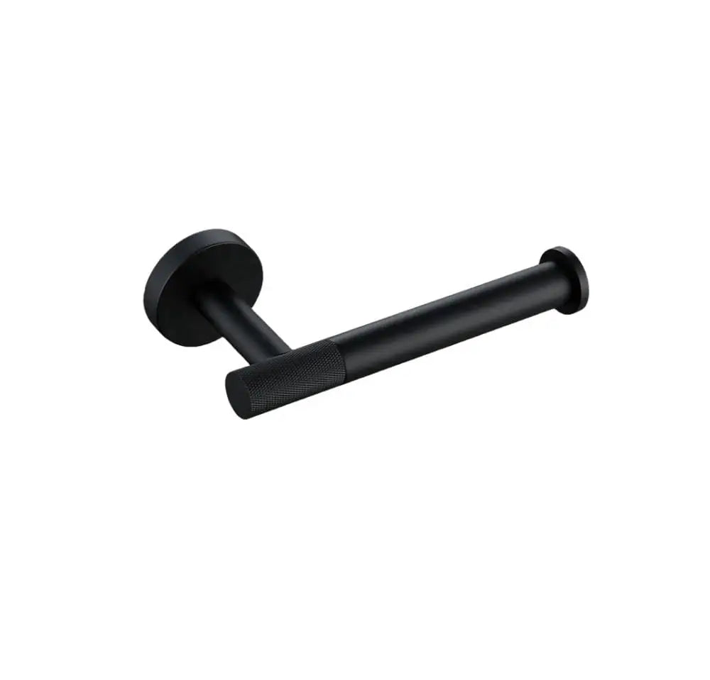 Matte Black Brass Knurled Bathroom Hardware Set Towel Bar Robe Hook Shelf Paper Holder, Customized