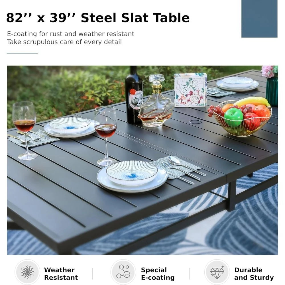 Patio Table and Chairs Set, Outdoor Dining Set or 8 Persons, 9 Piece Patio urniture Dining Set or Deck Yard Garden Poolside