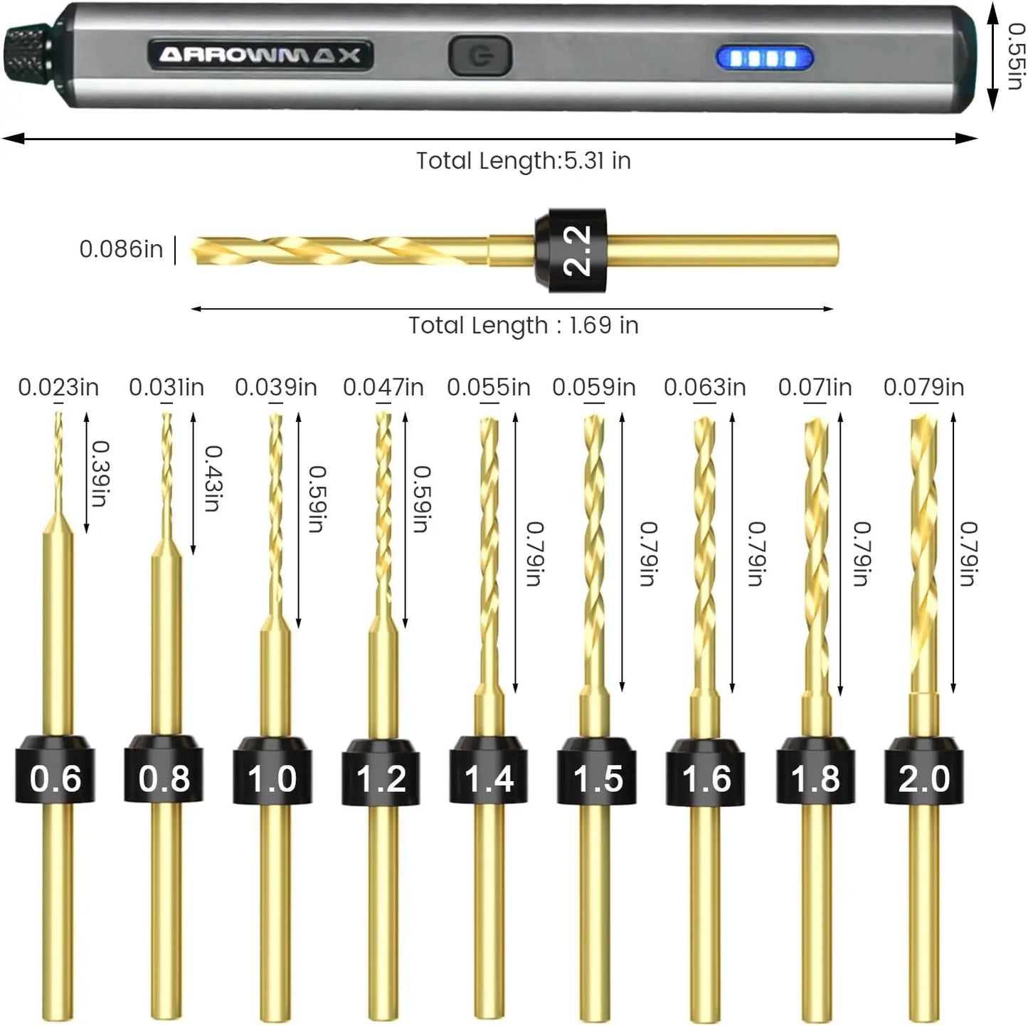 Mini Electric Drill Pen, 13-in-1 Rechargeable Kit with Aluminum Case, 800 RPM, 10 HSS Bits for DIY Wood Jewelry Making