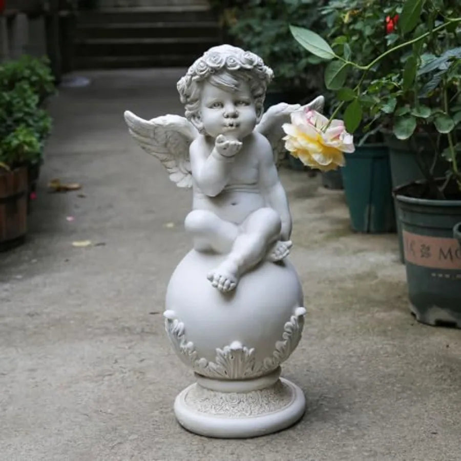 18in Angel Statue Cupid Sculpture Outdoor Decoration Patio Garden Decoration Porch Lawn Angel Garden Sculpture and Statuary Ang