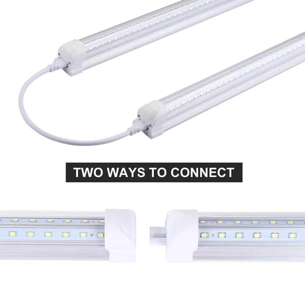 12 Pack, 8FT Led Shop Light, 100W 6000K Clear White,Led Shop Light 8FT 110V Linkable Integrated V-Shape for Shop, Garage,