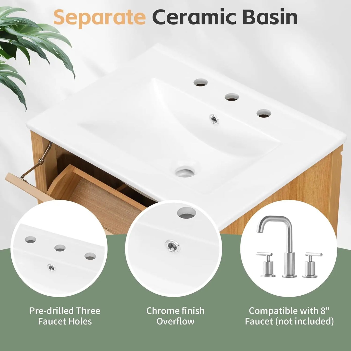 24-inch Bathroom Vanity with Sink Combo, Free-Standing Single Bathroom Storage Cabinet with One Flip Drawer,, Customized