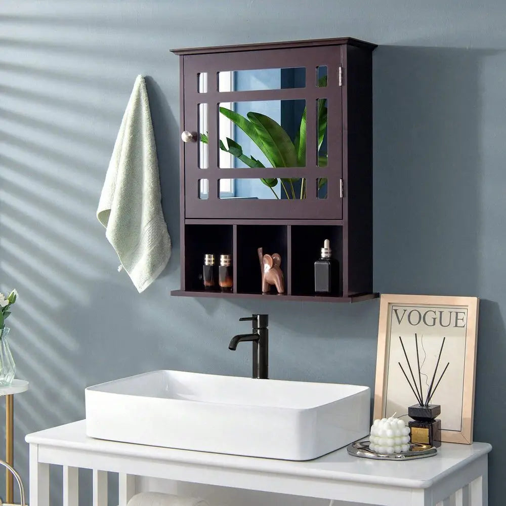 Mirrored Medicine Cabinet Bathroom Wall Mounted Storage W Adjustable Shelf