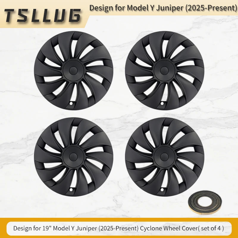 TSLLUG 4PCS 19-Inch Cyclone Style Hubcap for Tesla Model Y Juniper 2025-2026 Automobile Hubcap Full Rim Cover Accessories