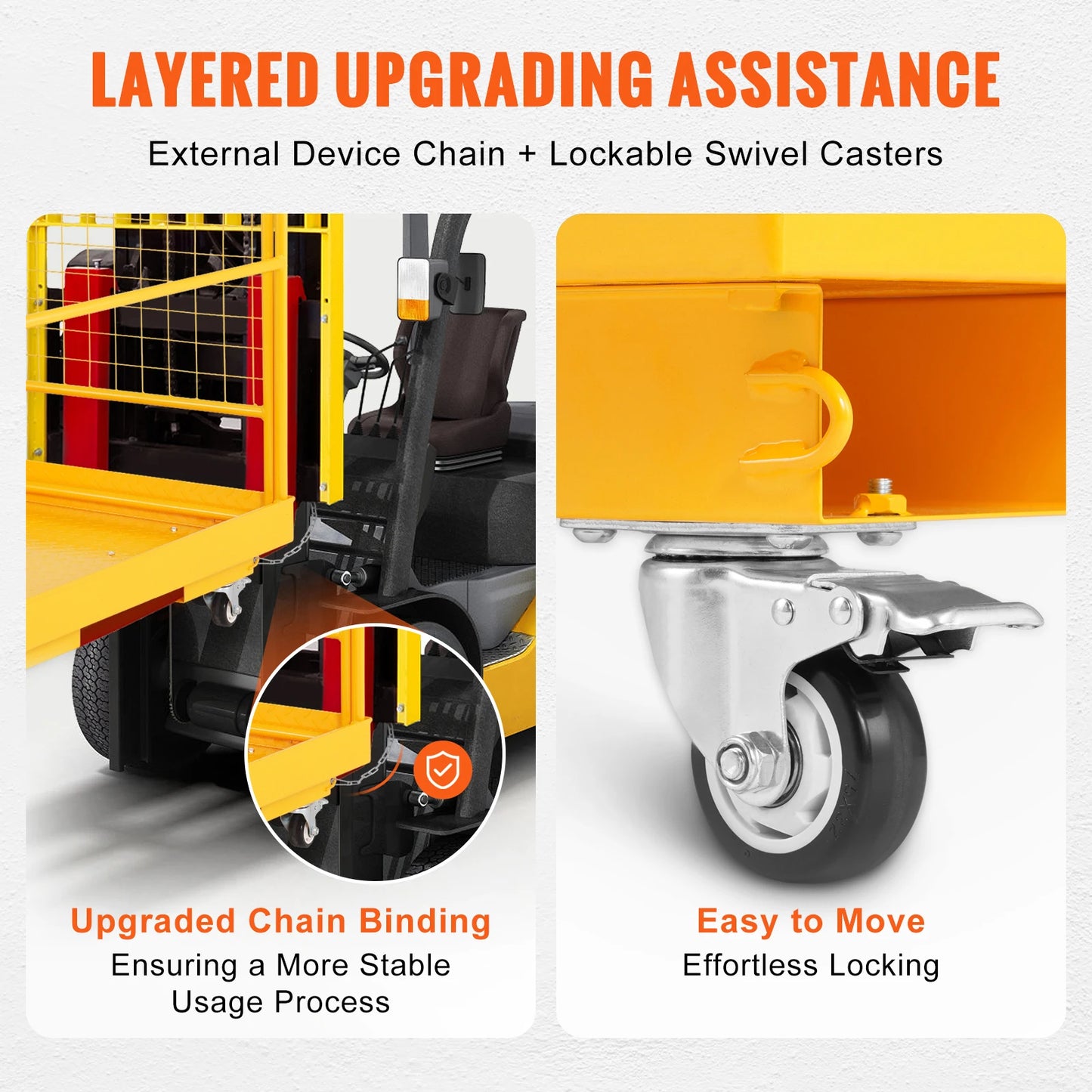 SucceBuy 1200lbs Forklift Safety Cage Folding Security Platform with Lockable Swivel Wheels Holds 1 to 2 Adults for Aerial Work
