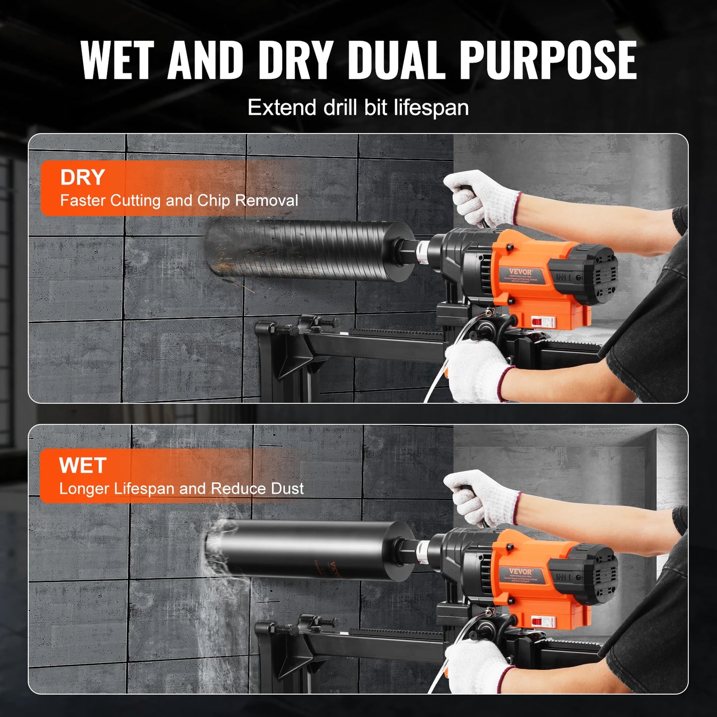 SucceBuy 3000W/3200W Core Drill Machine Drilling Diameter Diamond Stand Core Drill Rig Rugged Concrete Core Drill Wet Dry Use