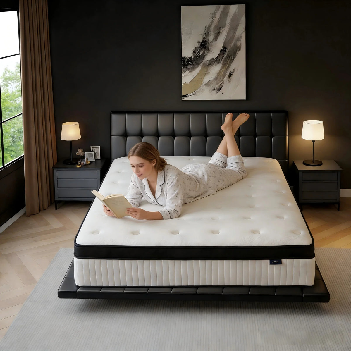 CAREBODY 12/14 Inch Queen Size Hybrid Double Mattress with  Memory Foam and Pocket Springs,  Medium Firm，Motion Isolation