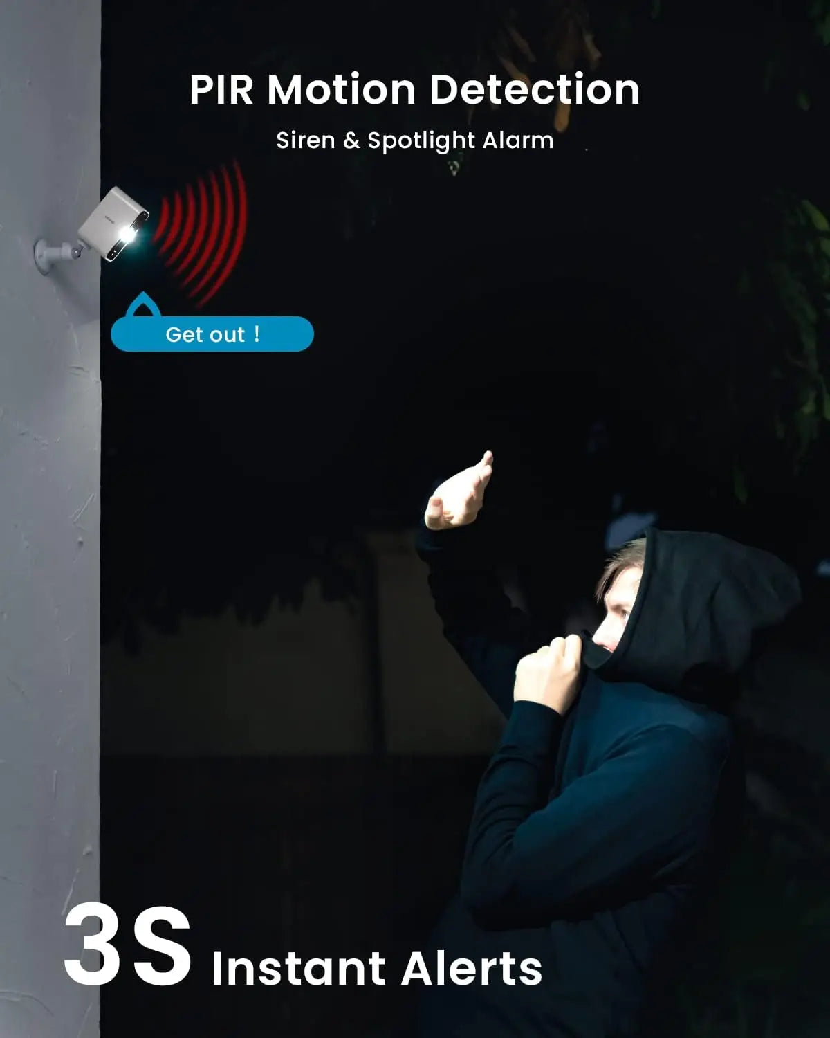 Wireless Outdoor Security Camera, 2K Battery-Powered with Spotlight, Siren, AI Detection, Color Night Vision for Home Safety