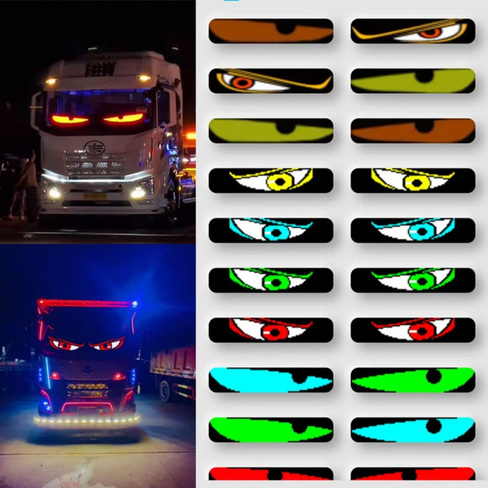 2PCS LED light Eyes For Car Trailer Truck Windshield Wireless Adhesiveled LED Eye Screen Animated LED Eyes For Car That Blink