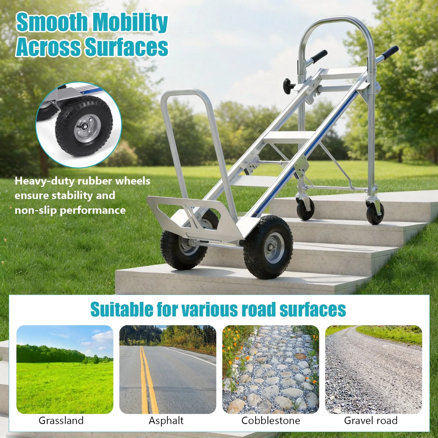 2 in 1 Industrial Convertible Collapsible Truck 1000 LBS Capacity Heavy Duty with Wheels for Transport Moving Furniture