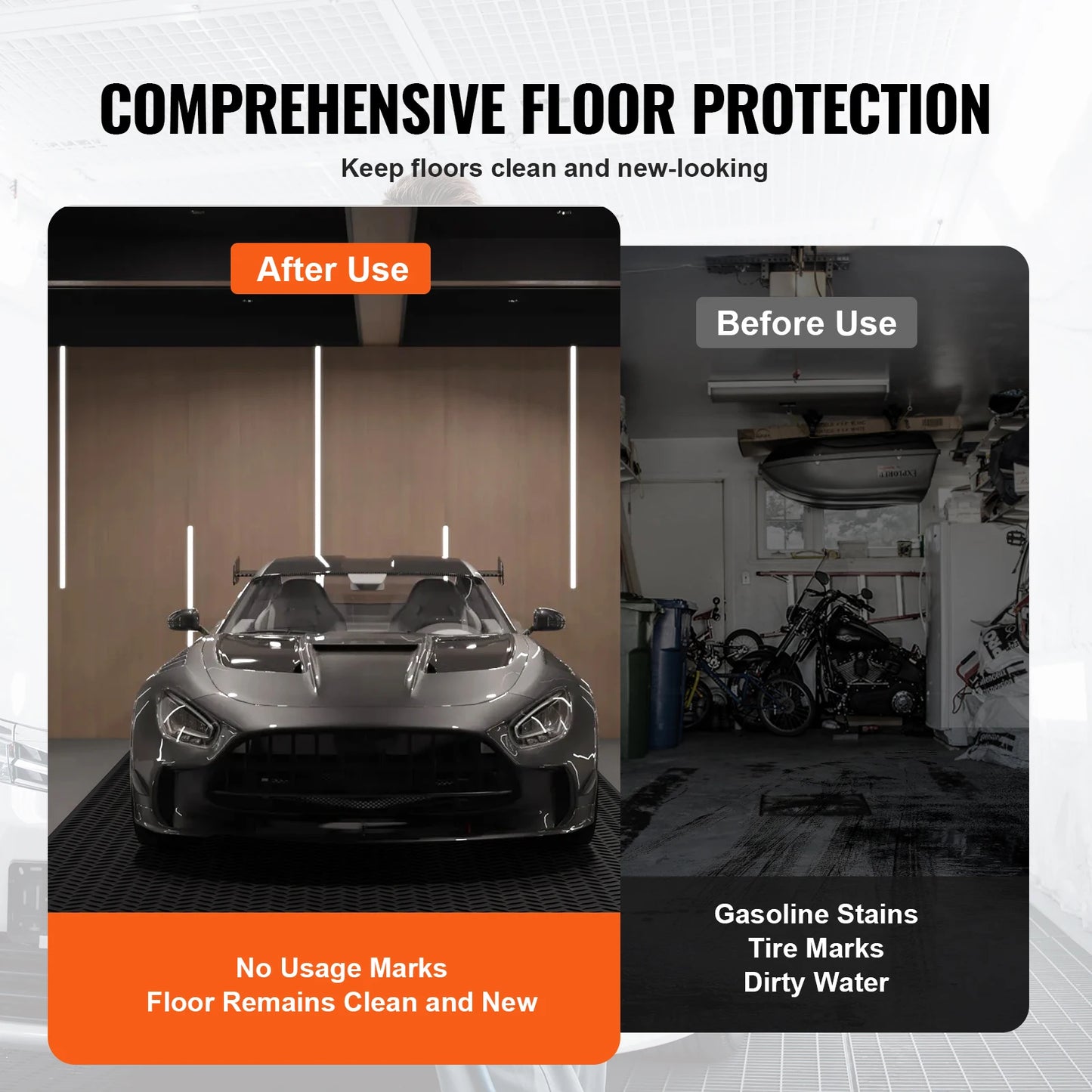 SucceBuy Diamond-Plate Rubber Flooring Roll 4 x 6/8/10/15 ft SBR Rubber Garage Floor Mat Easy to Clean for Under Cars Garage Gym