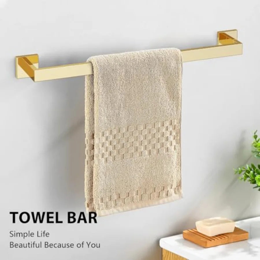 5-Piece Bathroom Hardware Accessories Set 23.6 inch Towel Bar Set Modern Towel Rack Set Stainless Steel Wall Mounted Bathroom