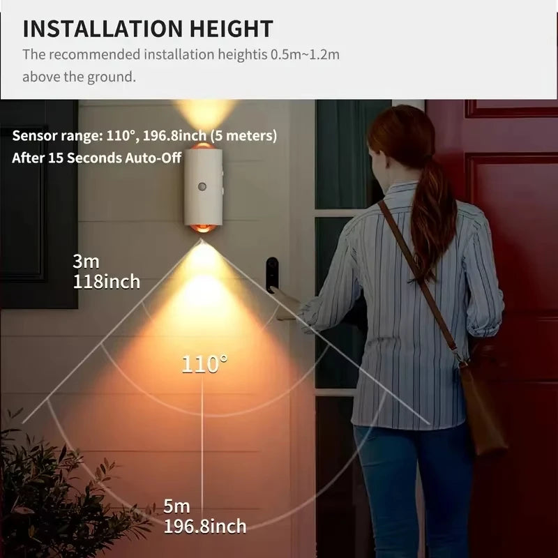 LED Smart Motion Sensor Night Light Sunset Lamp Rechargeable Wireless Magnetic Wall Indoor Lamp for Bedroom Garden Indoor Light