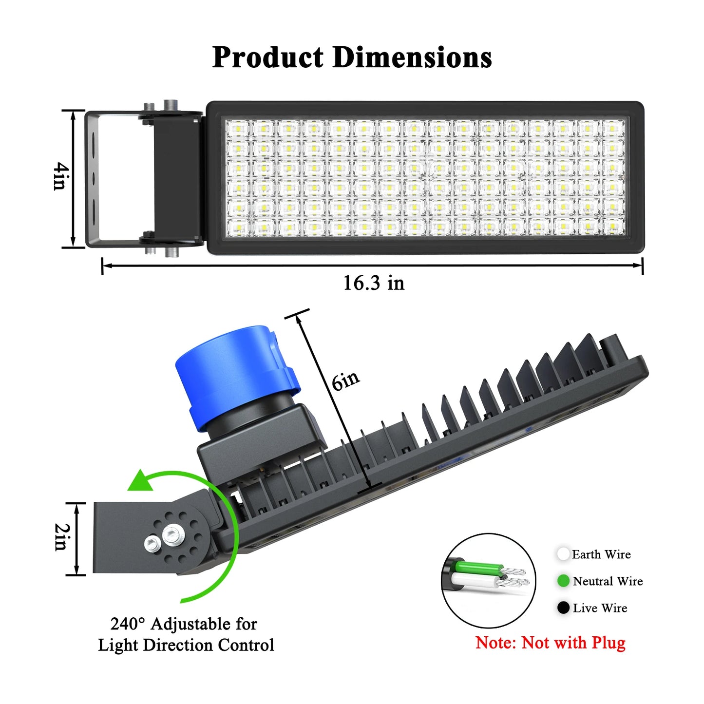 100W  Dusk to Dawn Parking Lot Light 14000LM Outdoor Lighting with Photocell Sensor, IP67 Waterproof Street Lights
