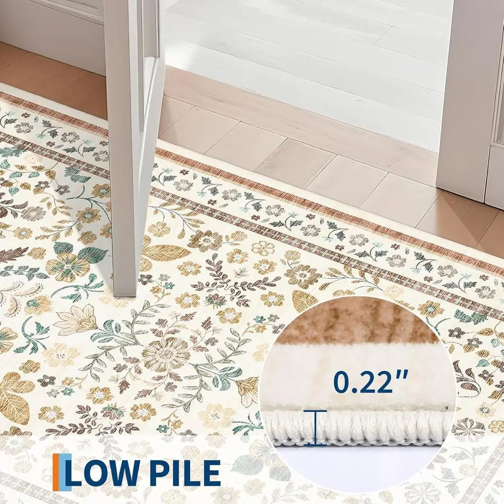 Floral 8x10 Area Rugs - Soft, Machine Washable, Non-Slip, Stain Resistant for Living Spaces