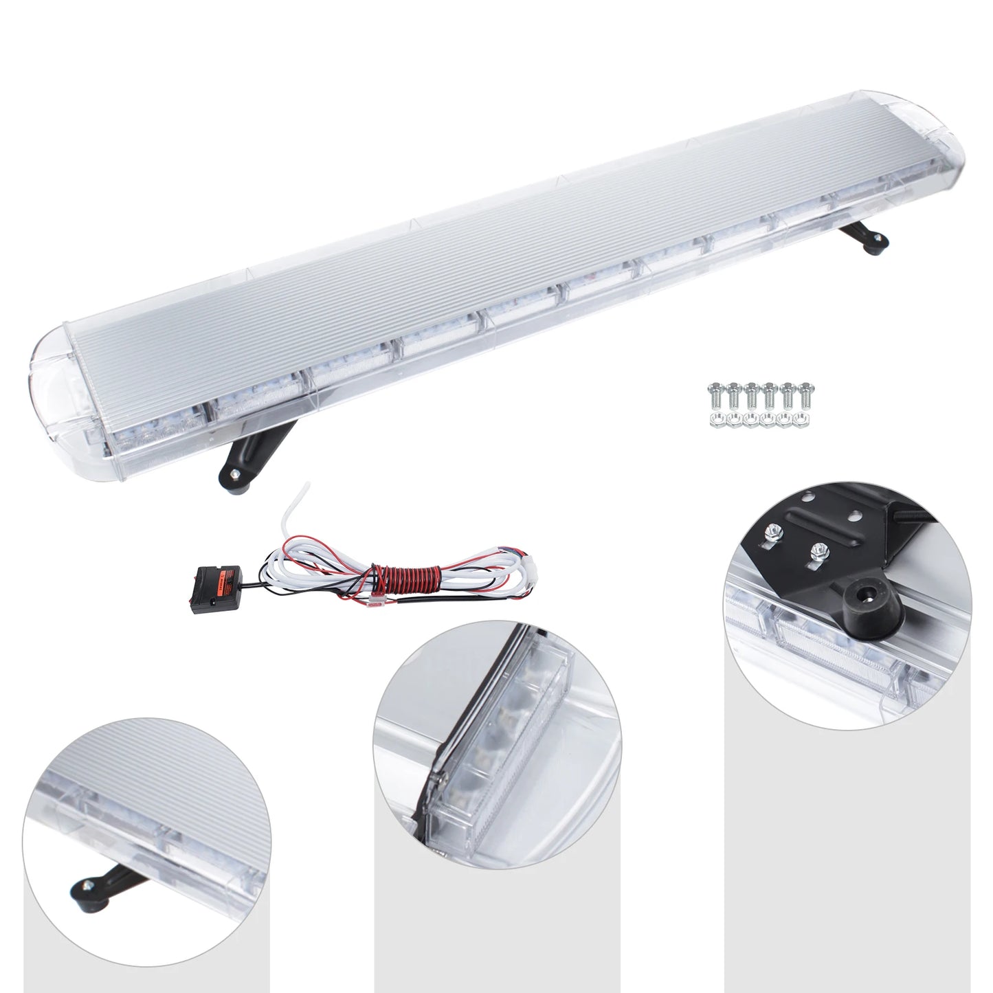 High-Visibility 96LED 360° Safety Strobe Light Bar, 16 Flash Modes+Remote Control, IP65 Waterproof, Yellow Emergency Warning