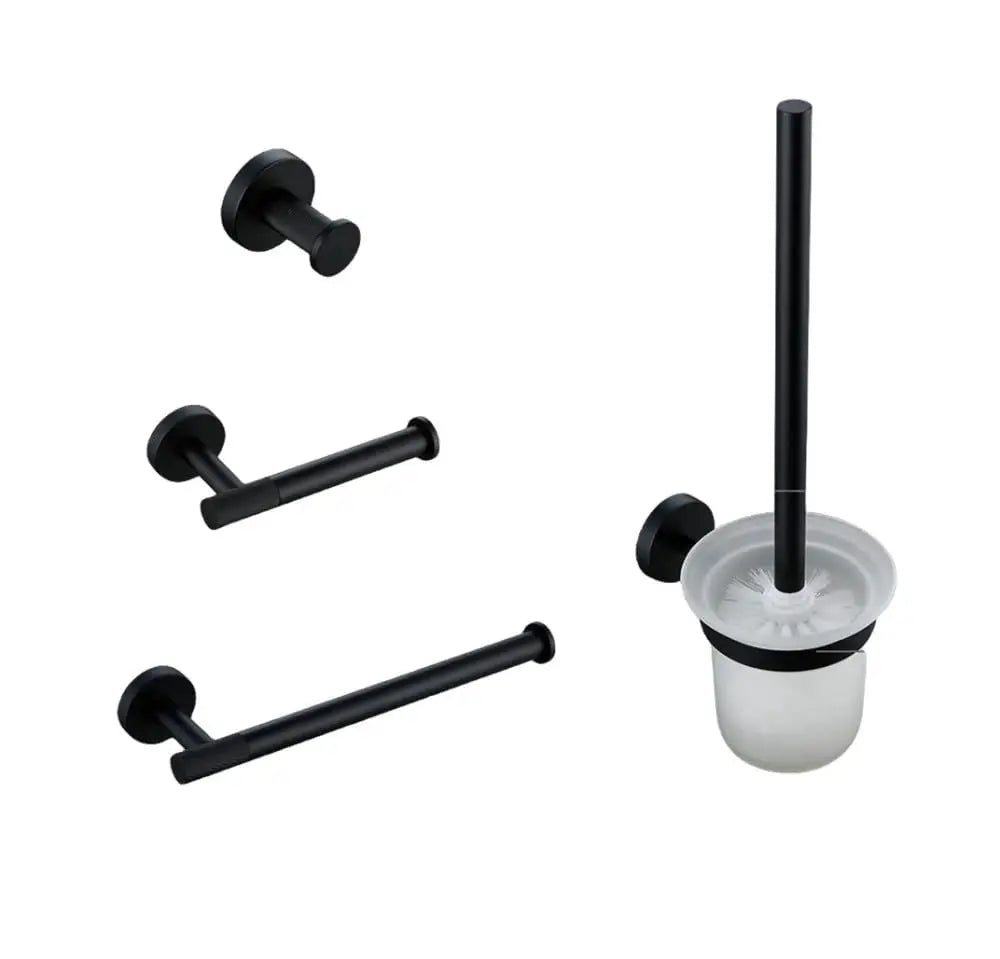 Matte Black Brass Knurled Bathroom Hardware Set Towel Bar Robe Hook Shelf Paper Holder, Customized