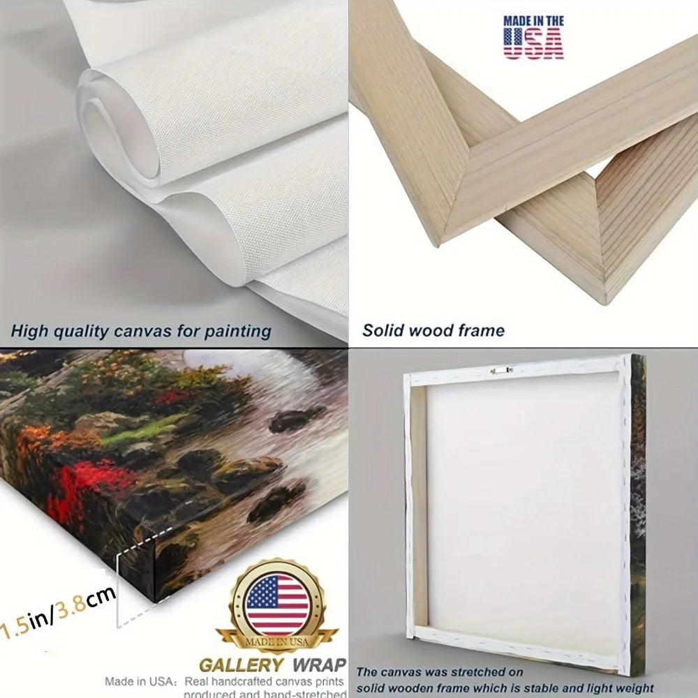 1.5 inch thick pine solid wood frame, wood framed wall painting, 1776 Revolutionary War poster, room, interior decorative art