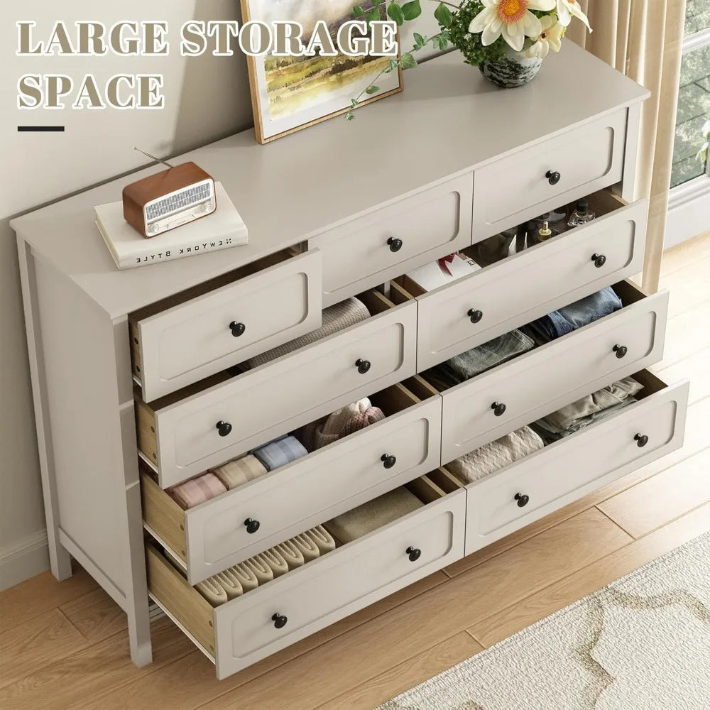 9-Drawer Dresser with Metal Handles Deep Drawers Large Wood Chest Bedroom Living Room Hallway, Custom