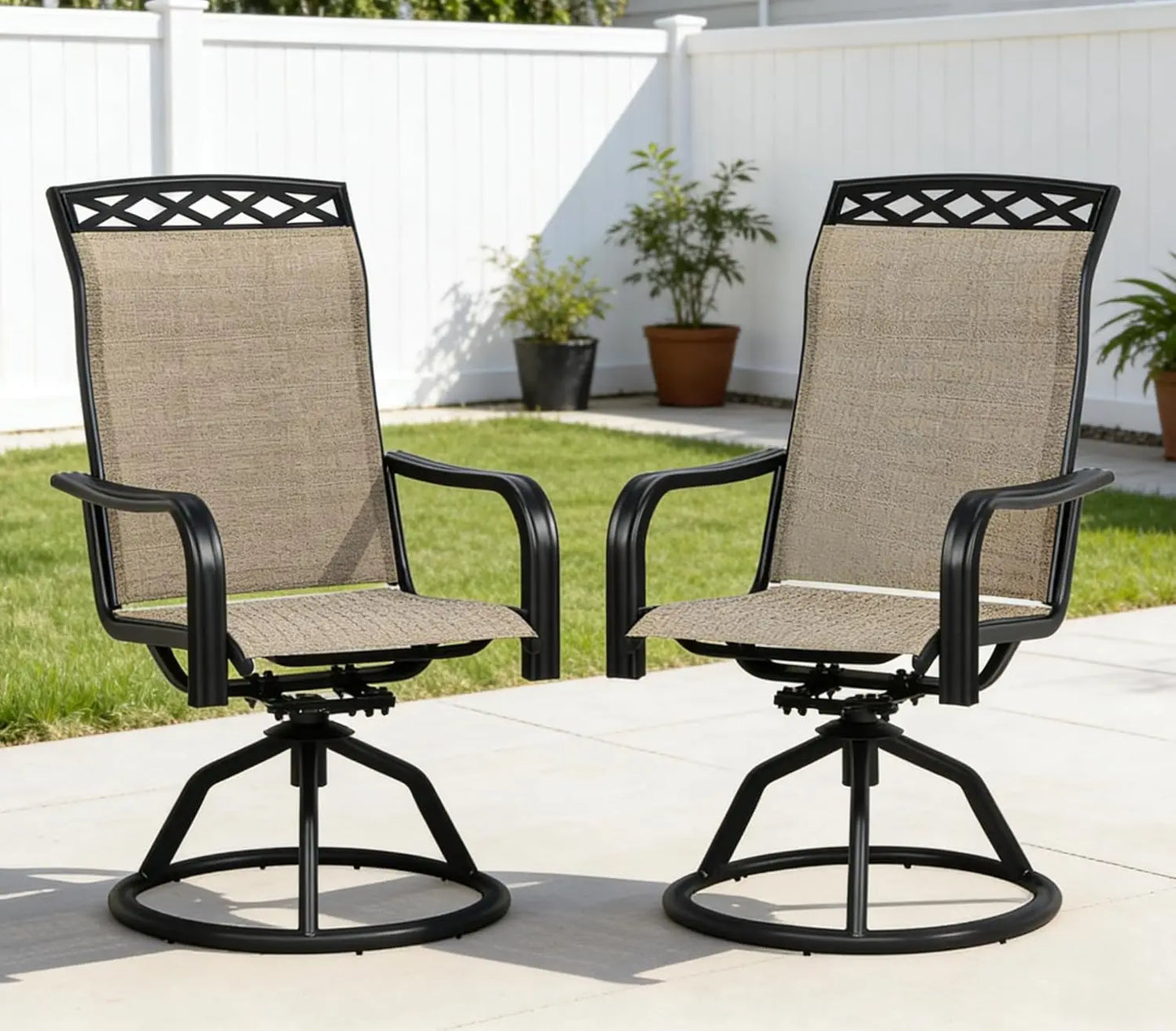 360° Swivel Rocker Patio Chairs Set 2 All Weather Ergonomic High Back 15° Rocking Outdoor Dining 2pc Custom