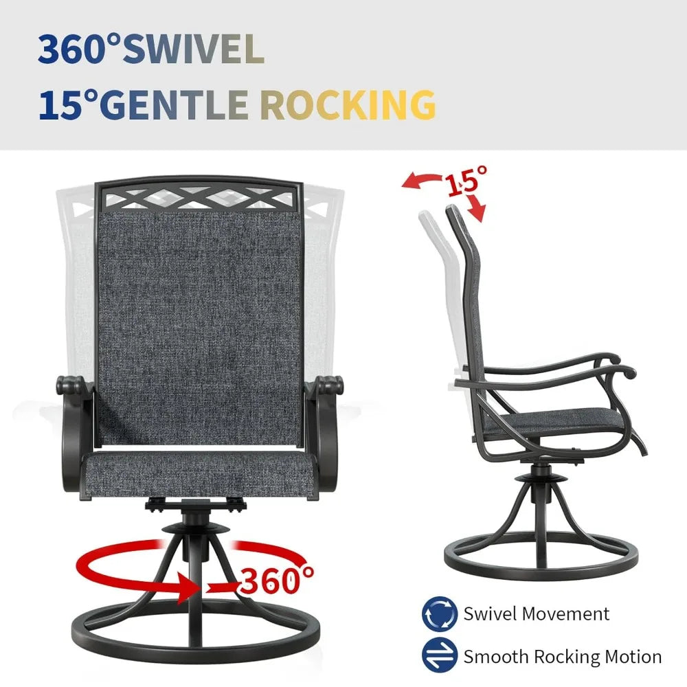 360° Swivel Rocker Patio Chairs Set 2 All Weather Ergonomic High Back 15° Rocking Outdoor Dining 2pc Custom