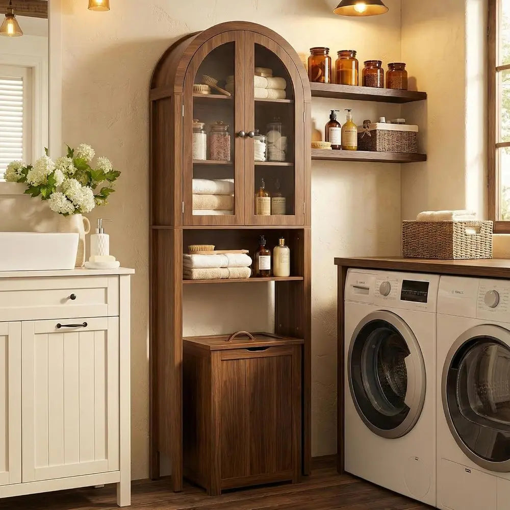 Arched Over The Toilet Storage Cabinet with Acrylic Do, 4 Tier Small Bathroom Shel Organizer, Century ern Bathroom Cabinet with