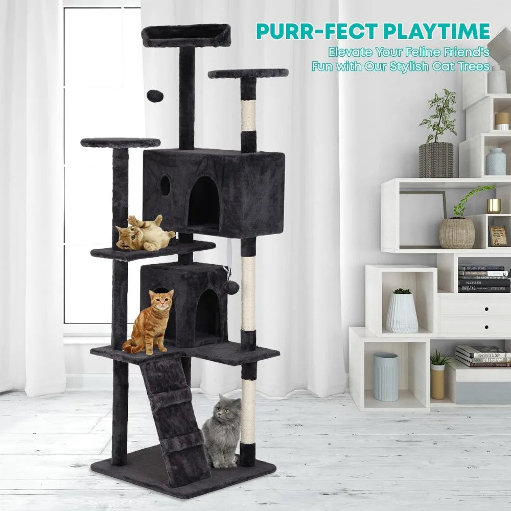 70 Inch Multi Level Cat Tree with Scratching Posts Condos Perches Toys for Kittens and Adult Cats