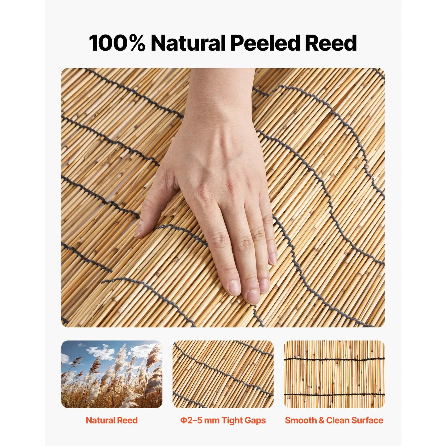 SucceBuy Natural Reed Fencing Decorative Fence Divider Privacy Screen Panel Curtain for Balcony Patio Garden Backyard Outdoor