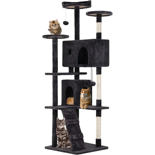 70 Inch Multi Level Cat Tree with Scratching Posts Condos Perches Toys for Kittens and Adult Cats