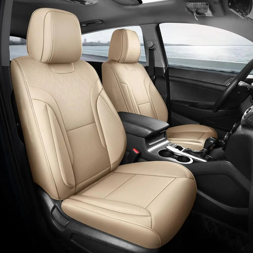 Car Seat Covers Full Set - Breathable Faux Leather Universal 5 Seat Covers for Cars, Automotive Protector Fit for Most Sedan SUV