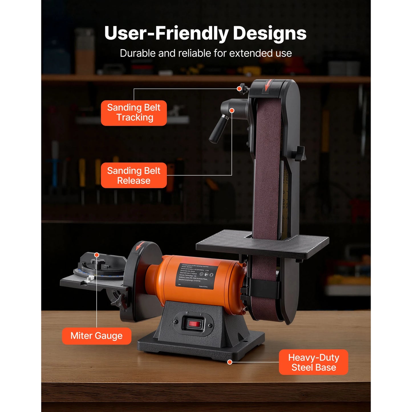 SucceBuy 6in Disc Sander & 2in x 42in Belt Sander 420W Bench Belt Disc Sanders Combo for DIY Woodworking Furniture Refinishing