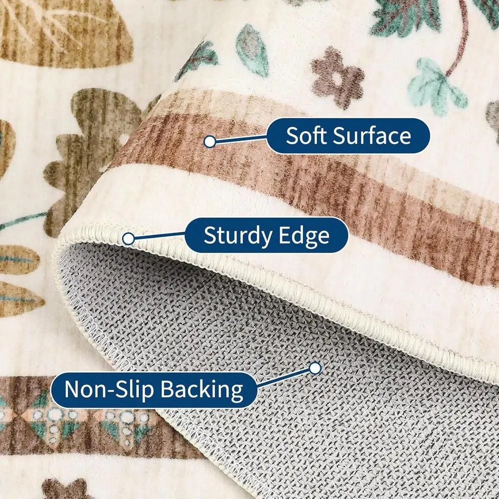 Floral 8x10 Area Rugs - Soft, Machine Washable, Non-Slip, Stain Resistant for Living Spaces