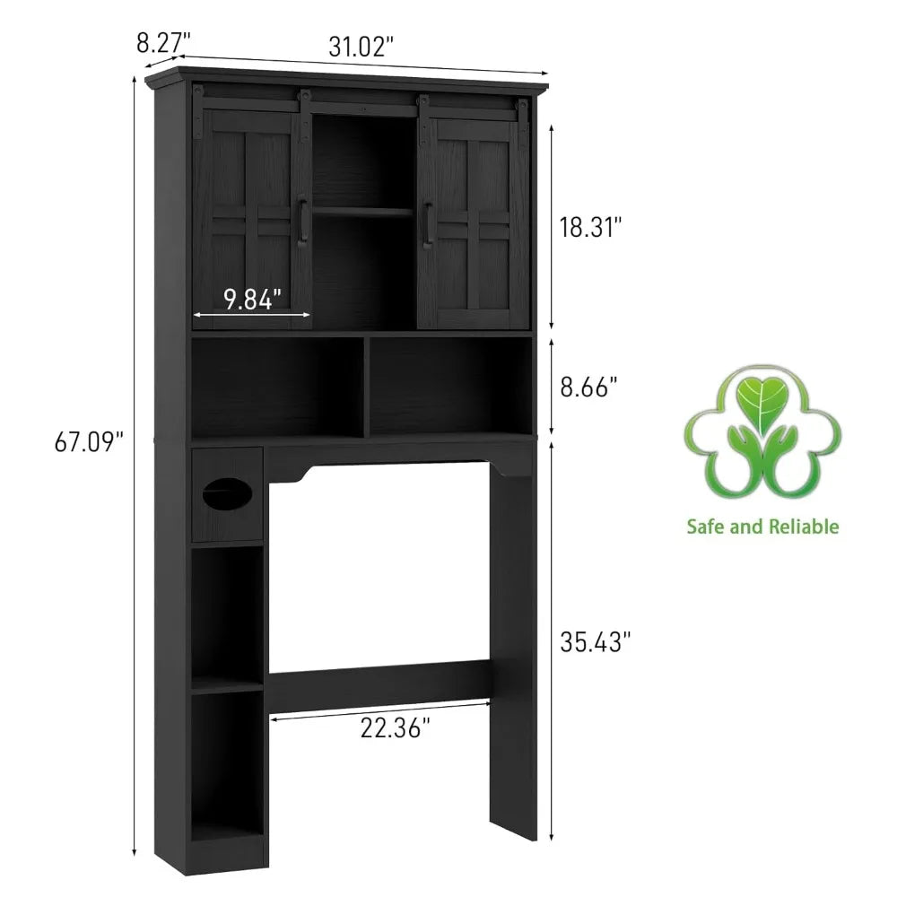 Farmhouse Over The Toilet Cabinet with Sliding Doors, Home Space-Saving Toilet Rack with Toilet Paper Holder Stand, Customized