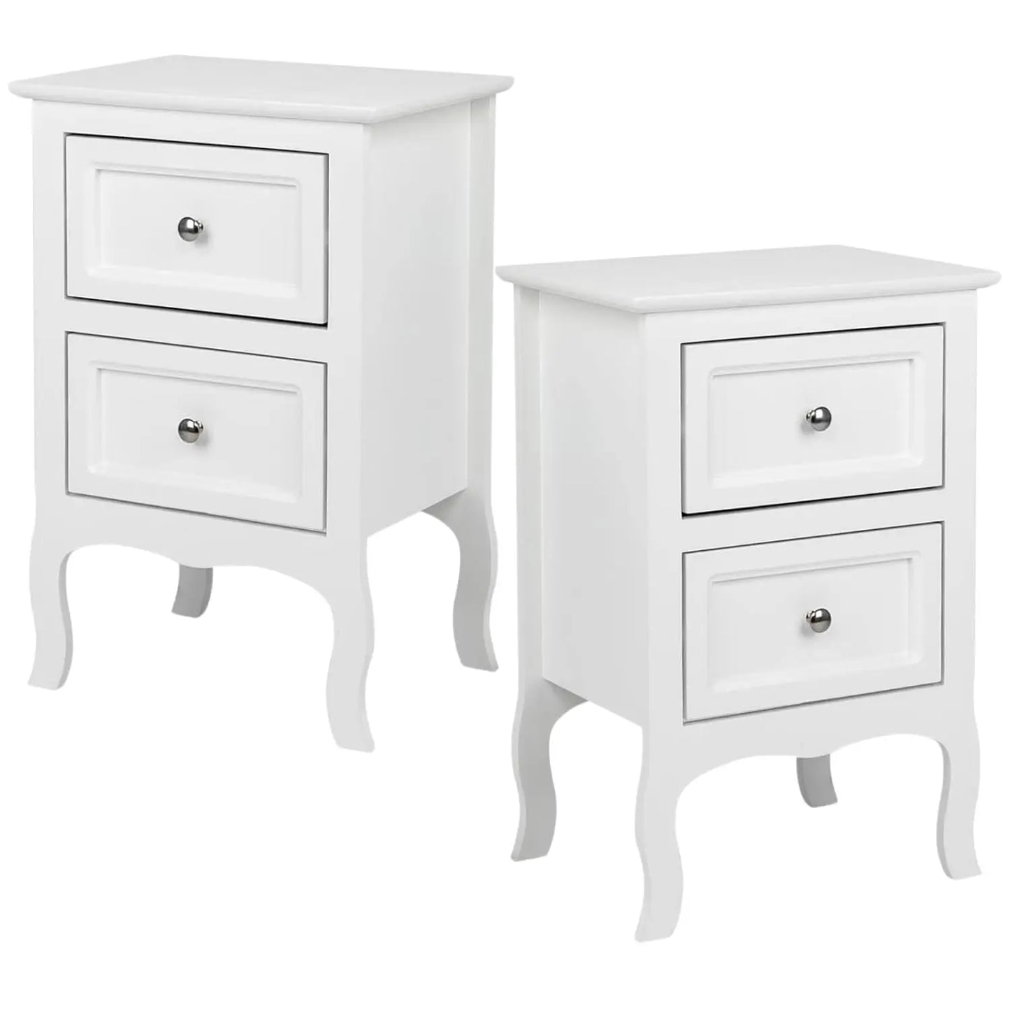 White Nightstand Set of 2. Farmhouse End Side Table Set of 2 Bedside Nightstands Chest with Drawers Small Night, Customized