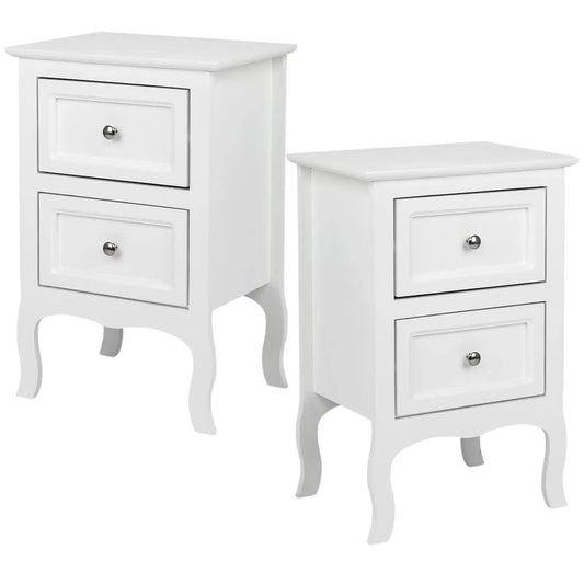White Nightstand Set of 2. Farmhouse End Side Table Set of 2 Bedside Nightstands Chest with Drawers Small Night, Customized