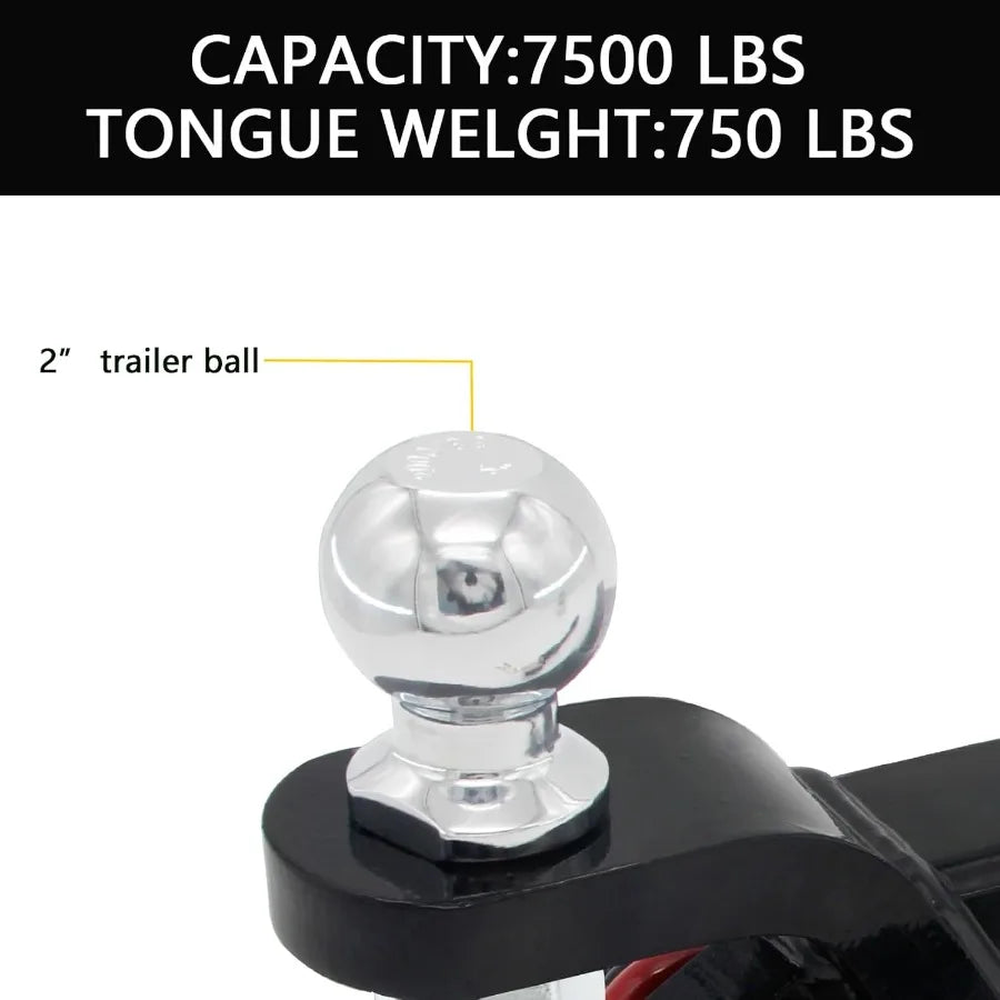 Multifunctional 2 in 1 Trailer Hitch Ball Mount with Tow Shackle and 3 4 Inch Hitch Pin Clip for Heavy Duty Trucks SUVs and Car