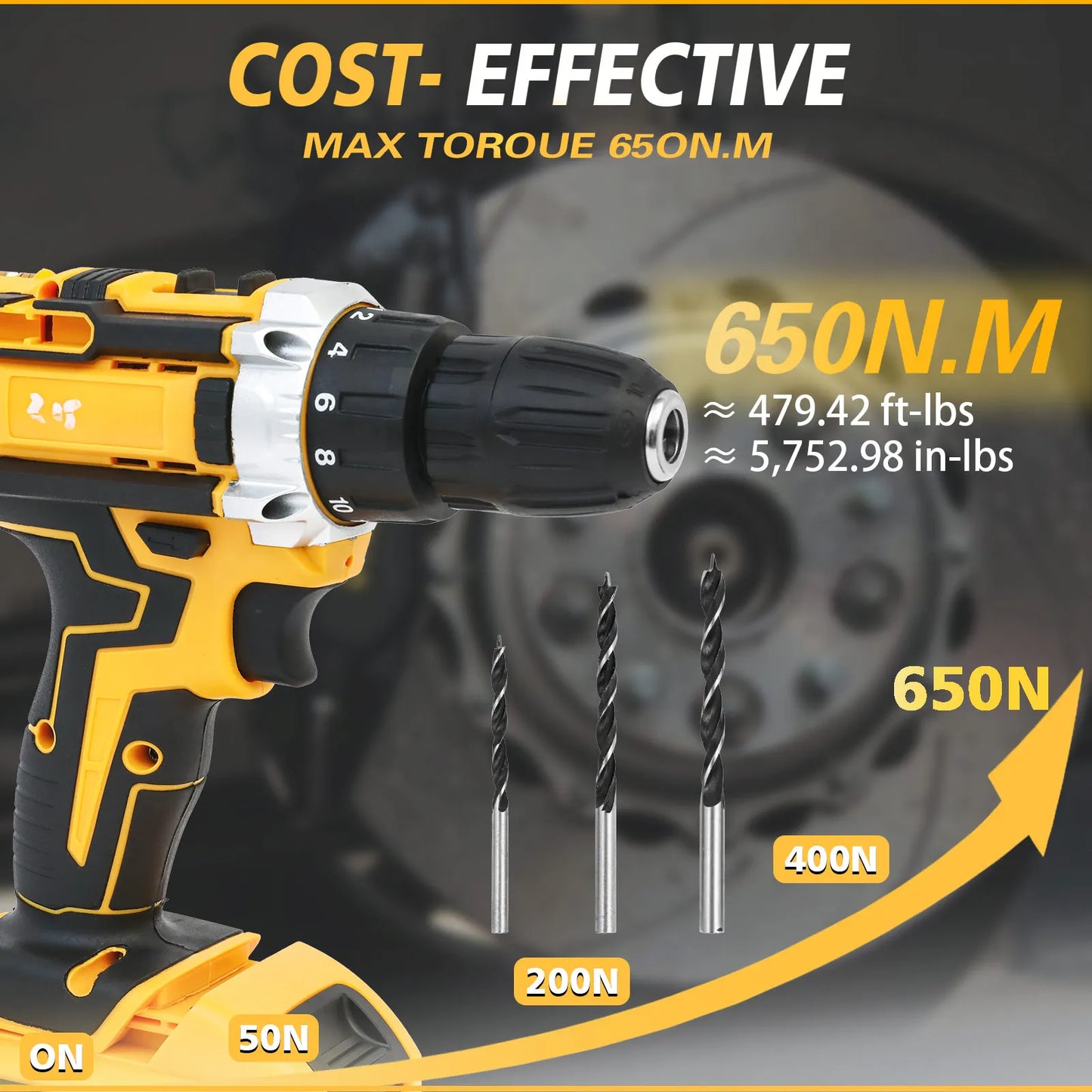 21V Impact Drill Tool Kit Cordless Electric Screwdriver Brushless 45n.m 120 PCS With Drill Bits 2x1.5Ah Lithium-Ion Batteries