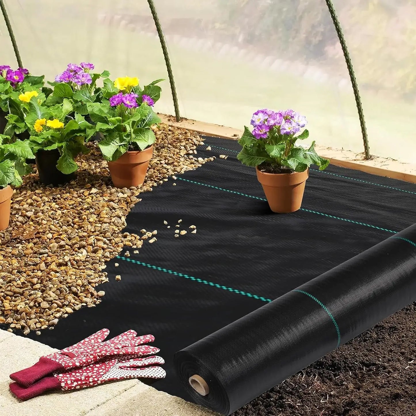 Weed Barrier Fabric Heavy Duty Landscape Fabric & Ground Cover with UV Protection Gardening Mat for Gardens Landscaping Driveway