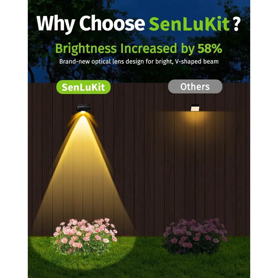 Fence Lights Outdoor Waterproof High Brightness LED Spot Lens Deck Lights 7 Mode Warm amp Cool White RGB Solar Powered Wall Ligh
