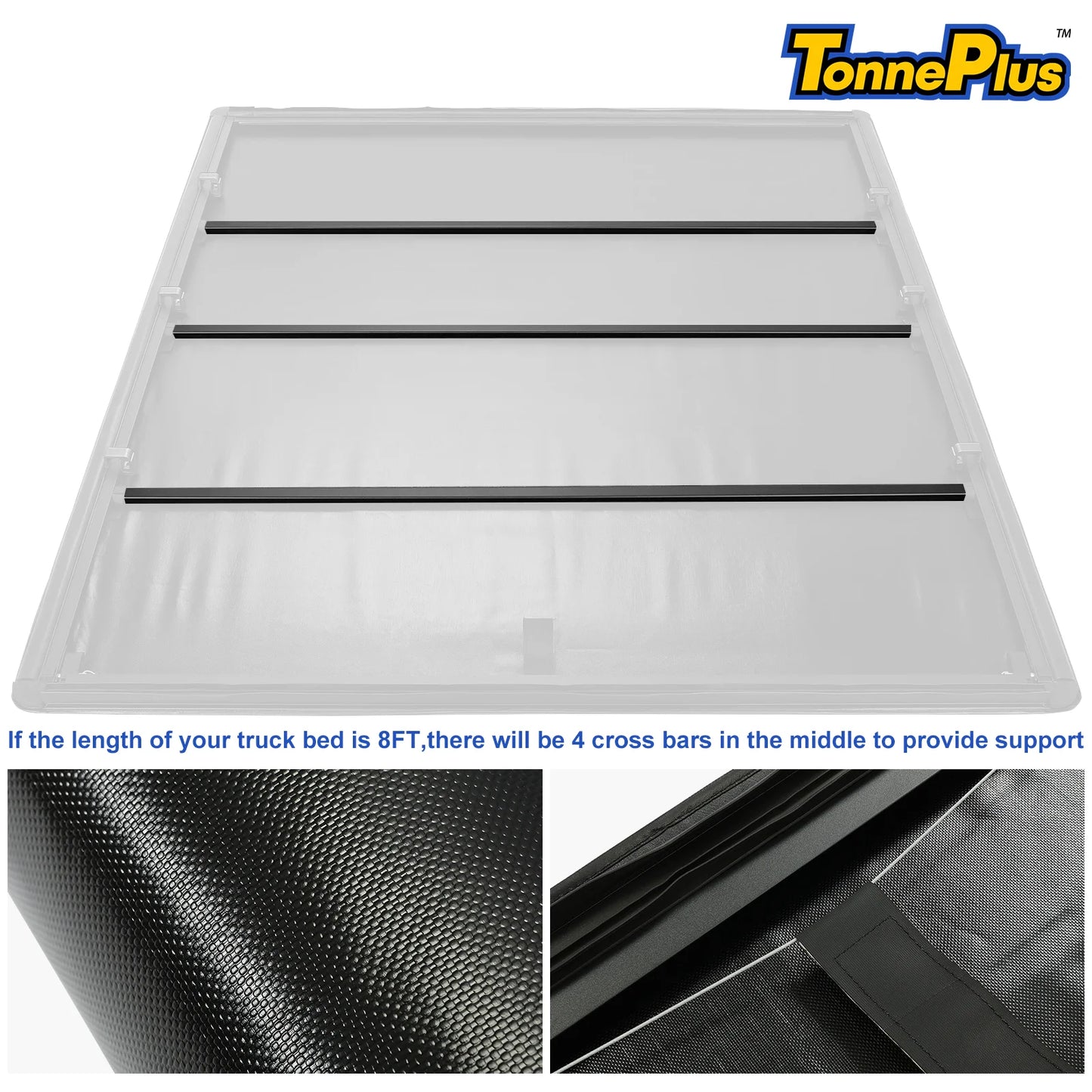 TonnePlus Soft Roll-Up Tonneau Cover Truck Bed Covers for 2007-2021 Toyota Tundra 6.5FT Bed ; Lightning | 6.5' (78.7") Bed |
