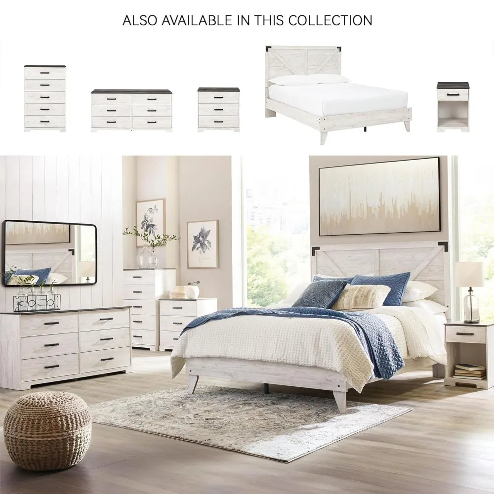 6 Drawer Double Dresser Wood Chest Storage Bedroom Furniture Whitewash Finish, Custom