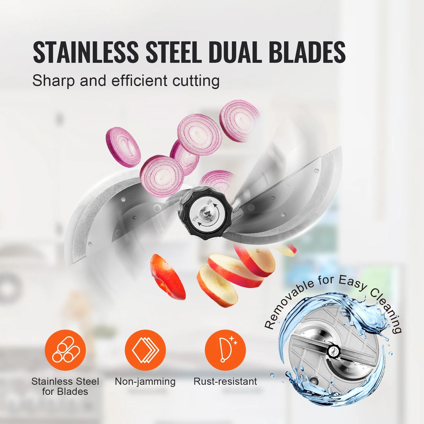 SucceBuy Electric Vegetable Slicer 0-0.5"/0-12mm Thickness Adjustable Commercial Machine Stainless Steel Food Cutter Machine