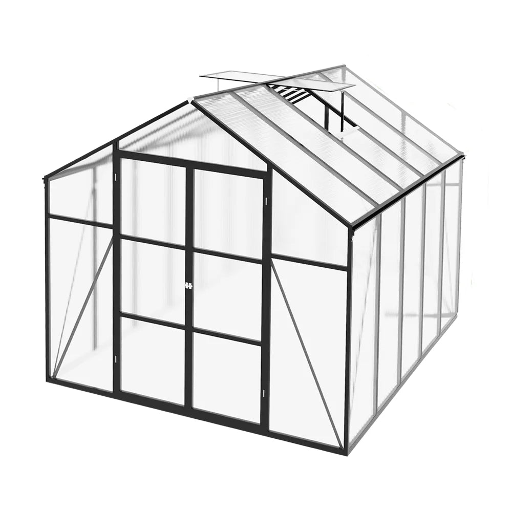 8x10 FT Polycarbonate Greenhouse Walk In Plant Houses With Adjustable Windows Sheds For Outdoor Gardening All Weather Protection