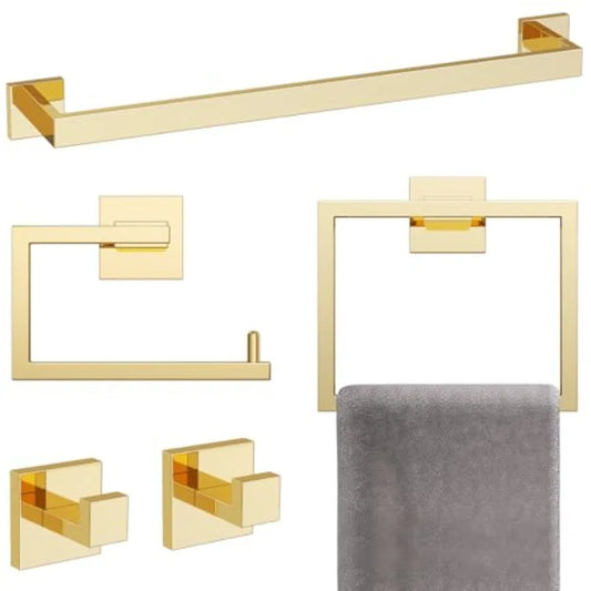 5-Piece Bathroom Hardware Accessories Set 23.6 inch Towel Bar Set Modern Towel Rack Set Stainless Steel Wall Mounted Bathroom