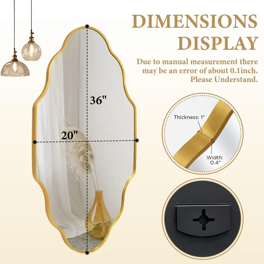 Mirror for Bathroom 20x36 Gold Bathroom Mirror with Aviation Aluminum Alloy Frame amp ShatterProof Glass for Living Room Bedroom