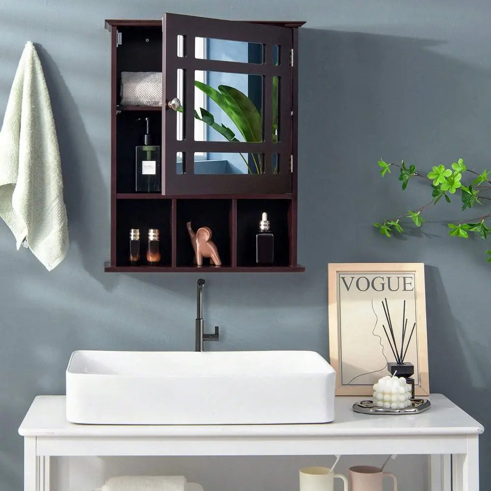 Mirrored Medicine Cabinet Bathroom Wall Mounted Storage W Adjustable Shelf