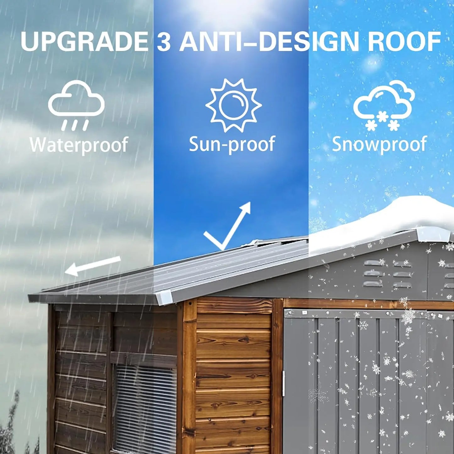6x4 FT Outdoor Storage Shed with Windows Waterproof Wood & Metal Tool House for Patio Garden Backyard 4 Vents No Floor Custom